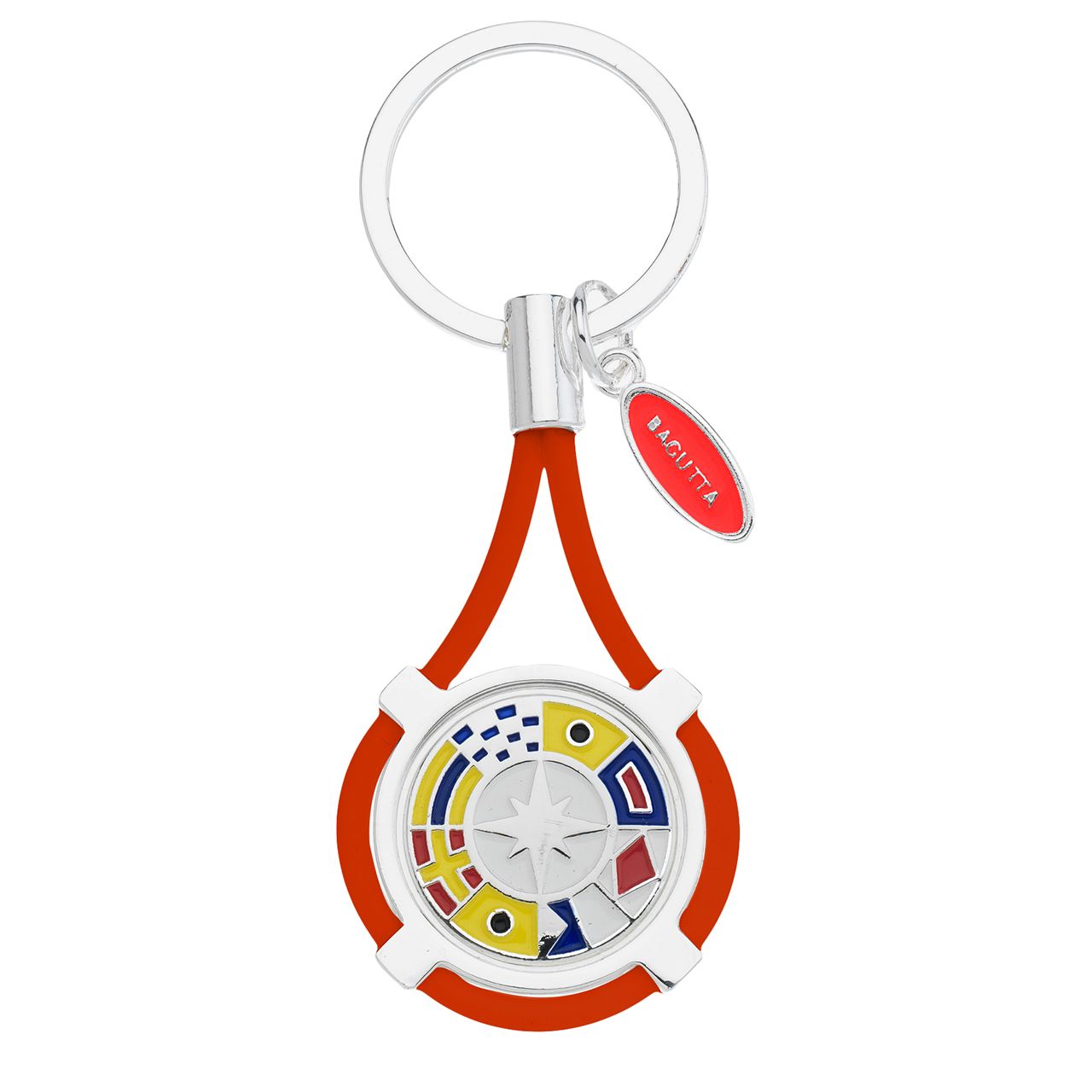 PORTACHIAVI CON BANDIERE NAUTICHE E CORDONE ARANCIONE cm 9,5
